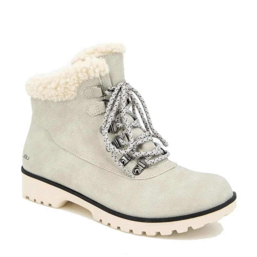 Cream Shearling-Lined Ankle Boots